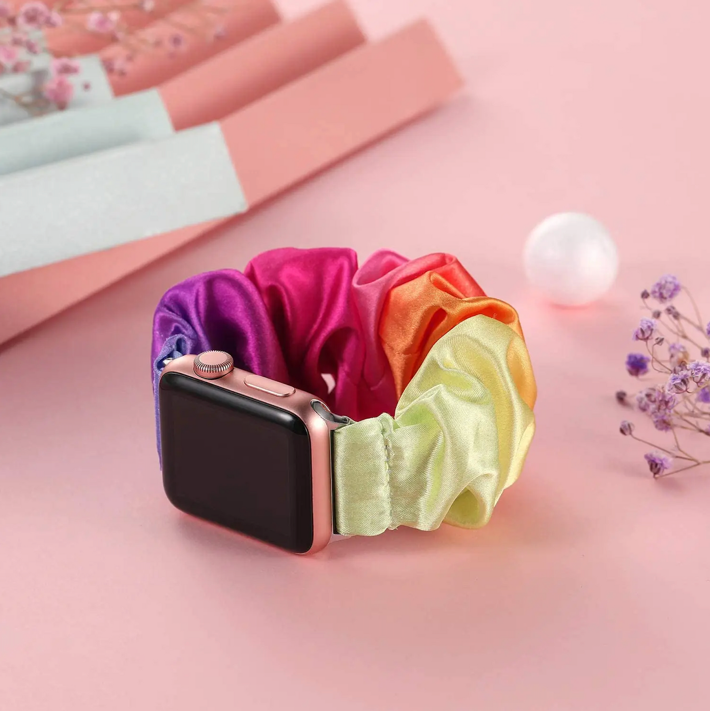Scrunchie Strap for Apple Watch Rainbow Stripes