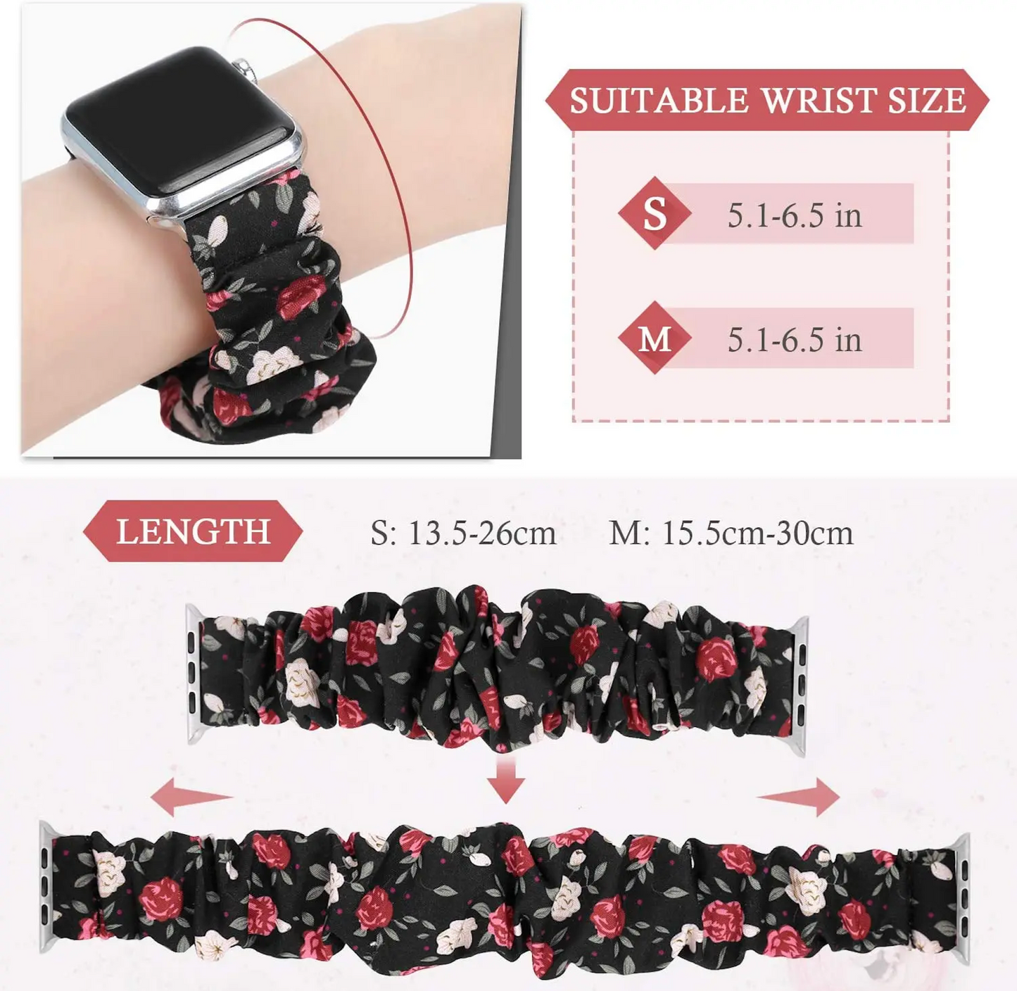 Scrunchie Strap for Apple Watch Red Plaid